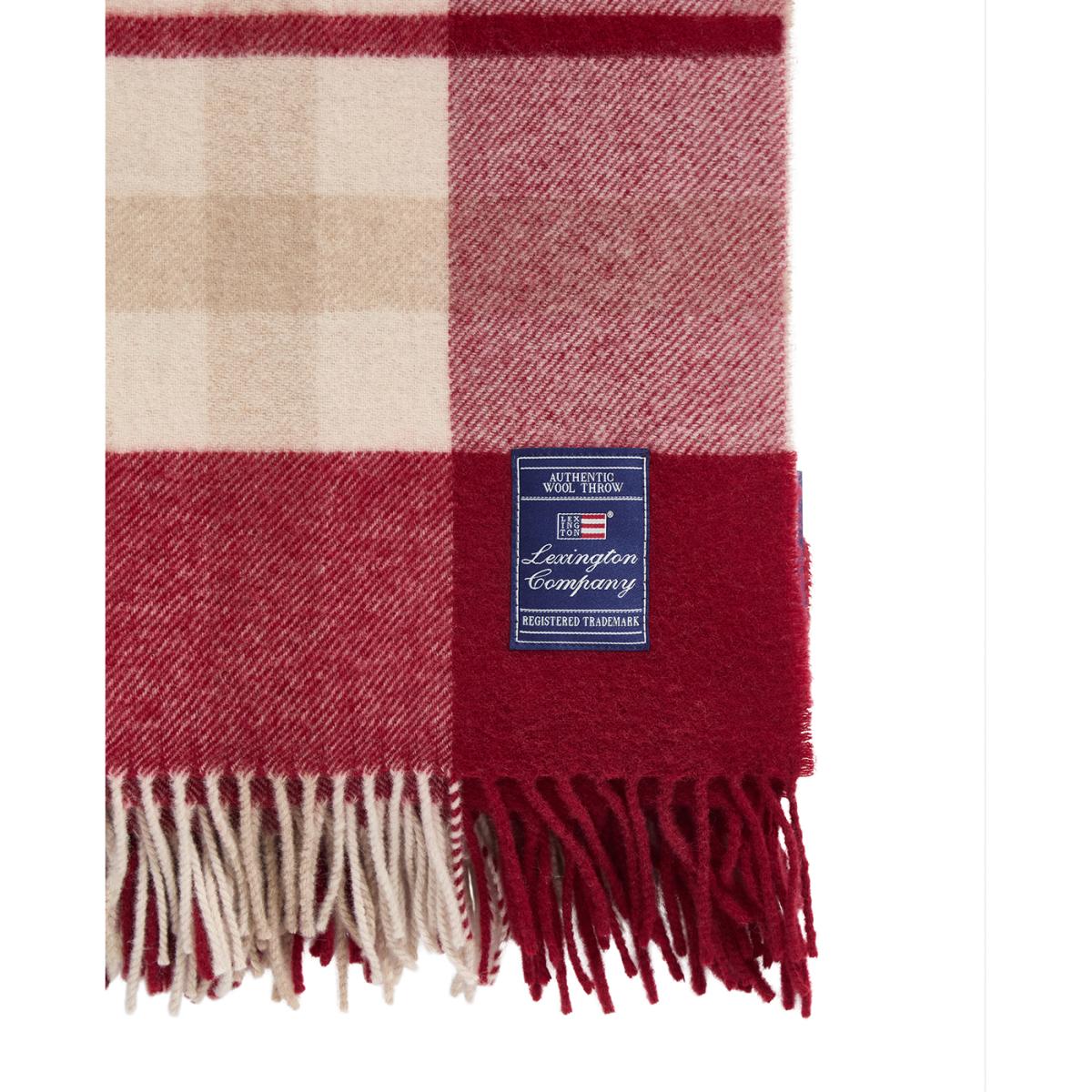 Lexington Red-beige Checked recycled wool throw 130x170 cm Red-beige – image 3