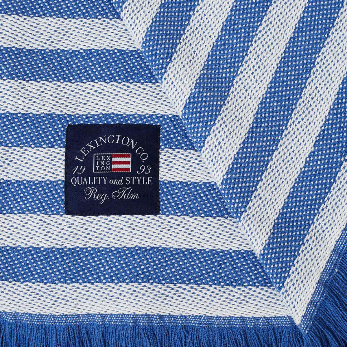 Striped Recycled Cotton throw 130x170 cm Blue-white – image 3