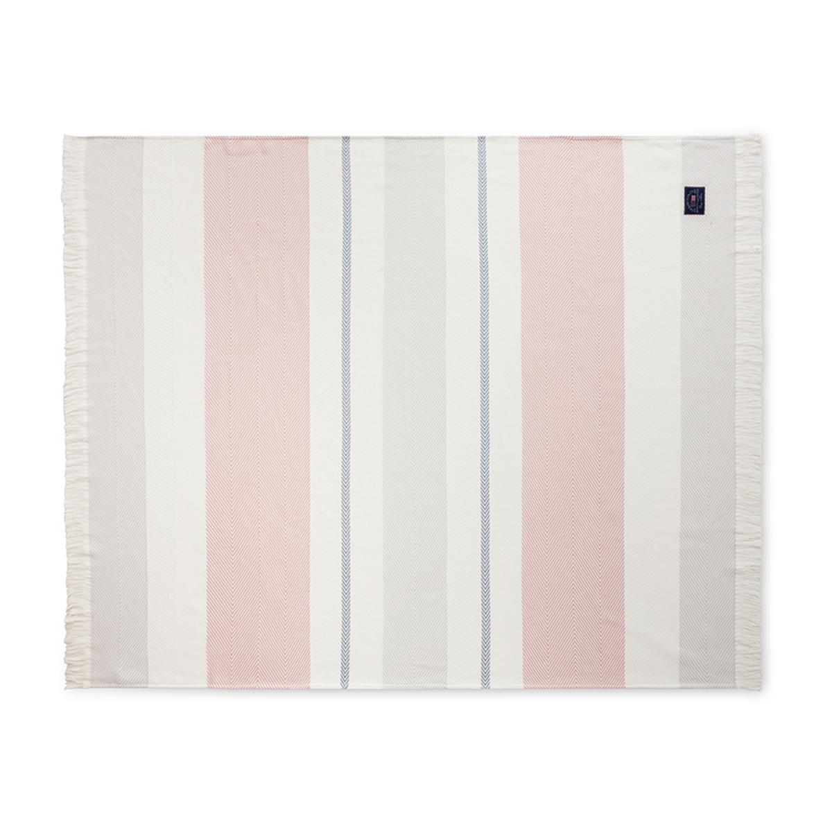 Lexington Herringbone Striped Recycled cotton throw White-pink – image 2
