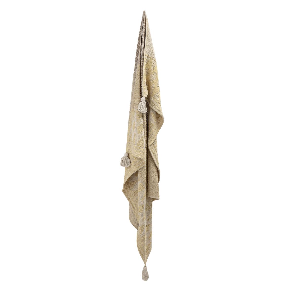 Bloomingville throw with tassles 130x160 cm Yellow-beige – image 2