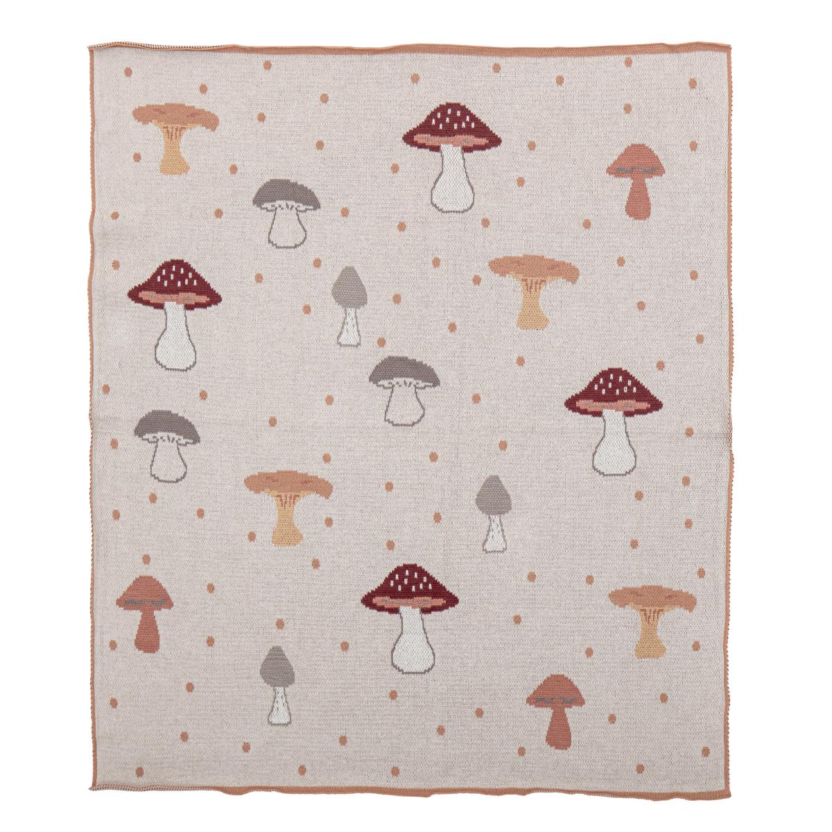 Bloomingville cotton throw mushrooms 81x97 cm nature – image 3