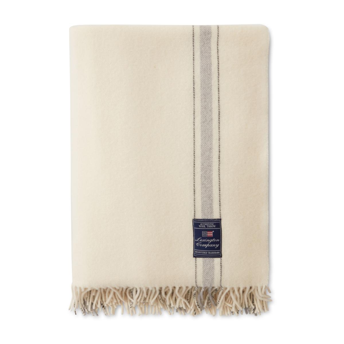 Lexington Striped recycled wool throw 130x170 cm Offwhite-grey – image 2