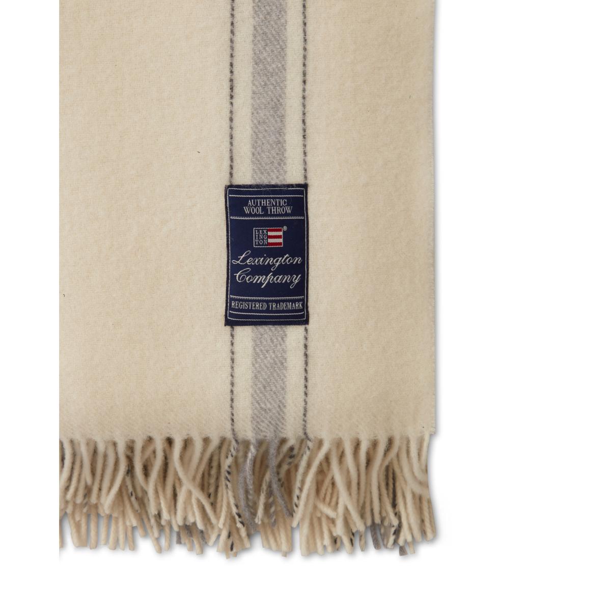 Lexington Striped recycled wool throw 130x170 cm Offwhite-grey – image 3