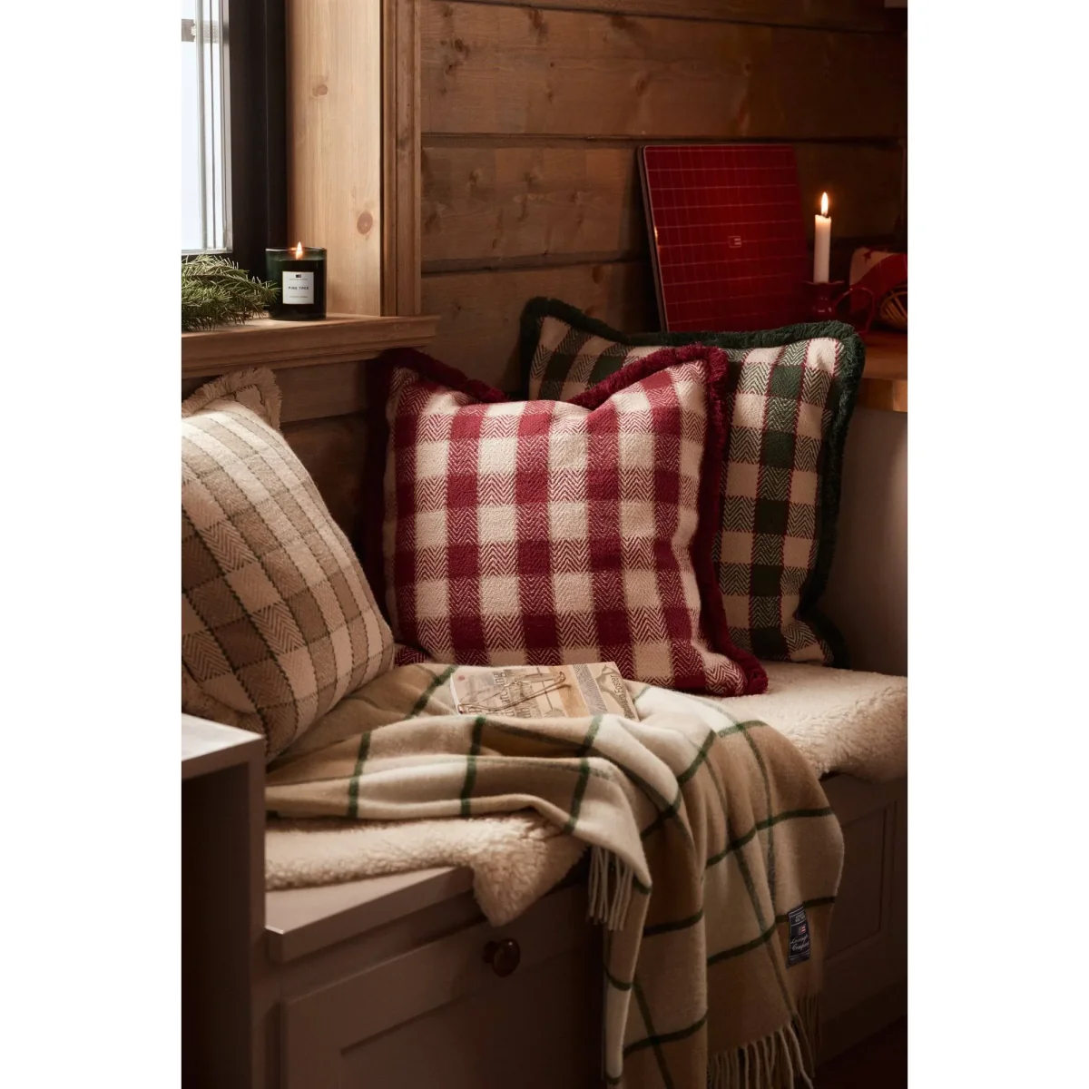 Lexington Checked Recycled Wool throw 130x170 cm Beige-Light beige-green – image 9