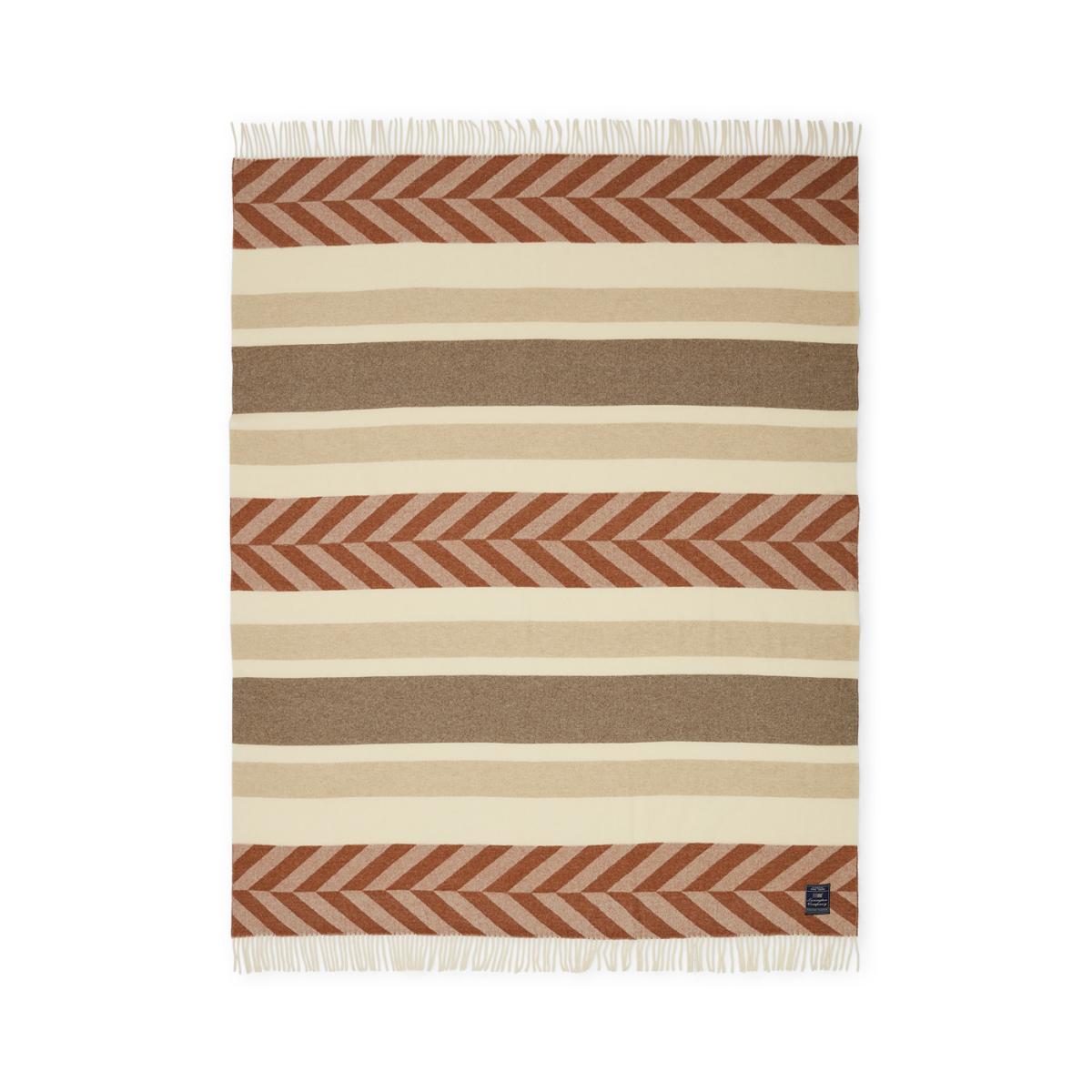 Lexington Herringbone Striped Recycled Wool throw 130x170 cm Copper-brown – image 2