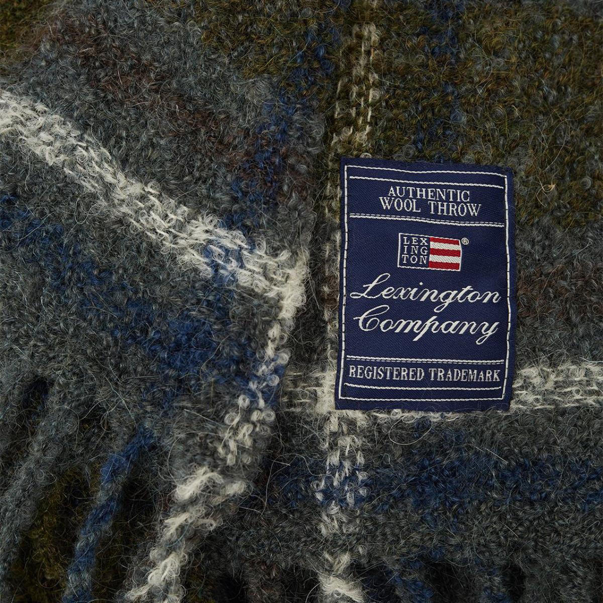 Checked Bouclé throw 130x170 cm sage green multi – image 2