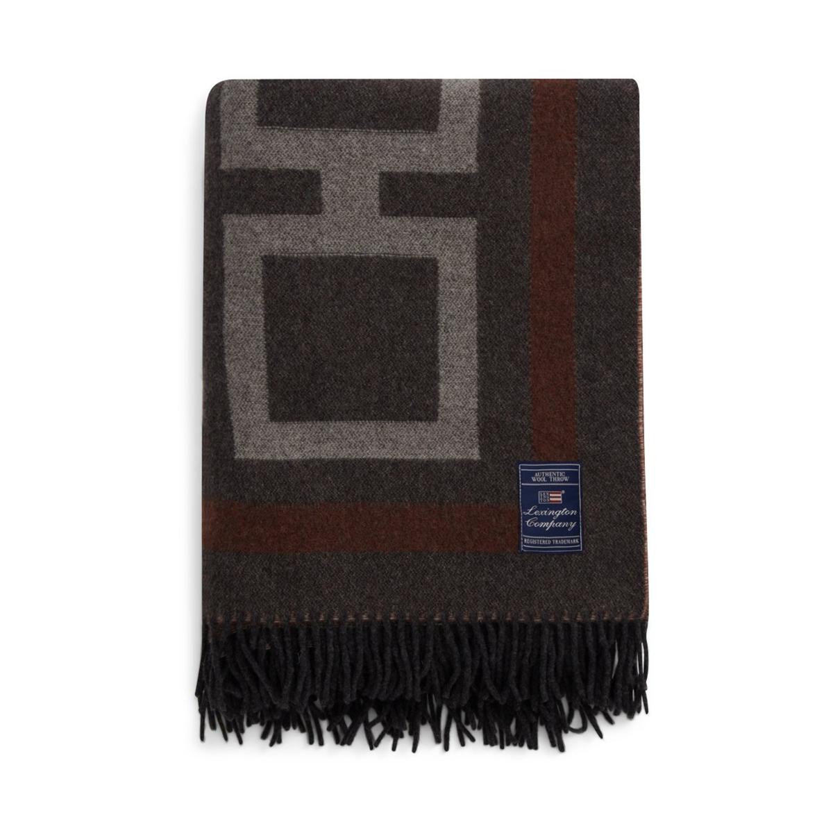 Lexington Graphic Recycled Wool throw 130x170 cm Dark grey-white-brown – image 2