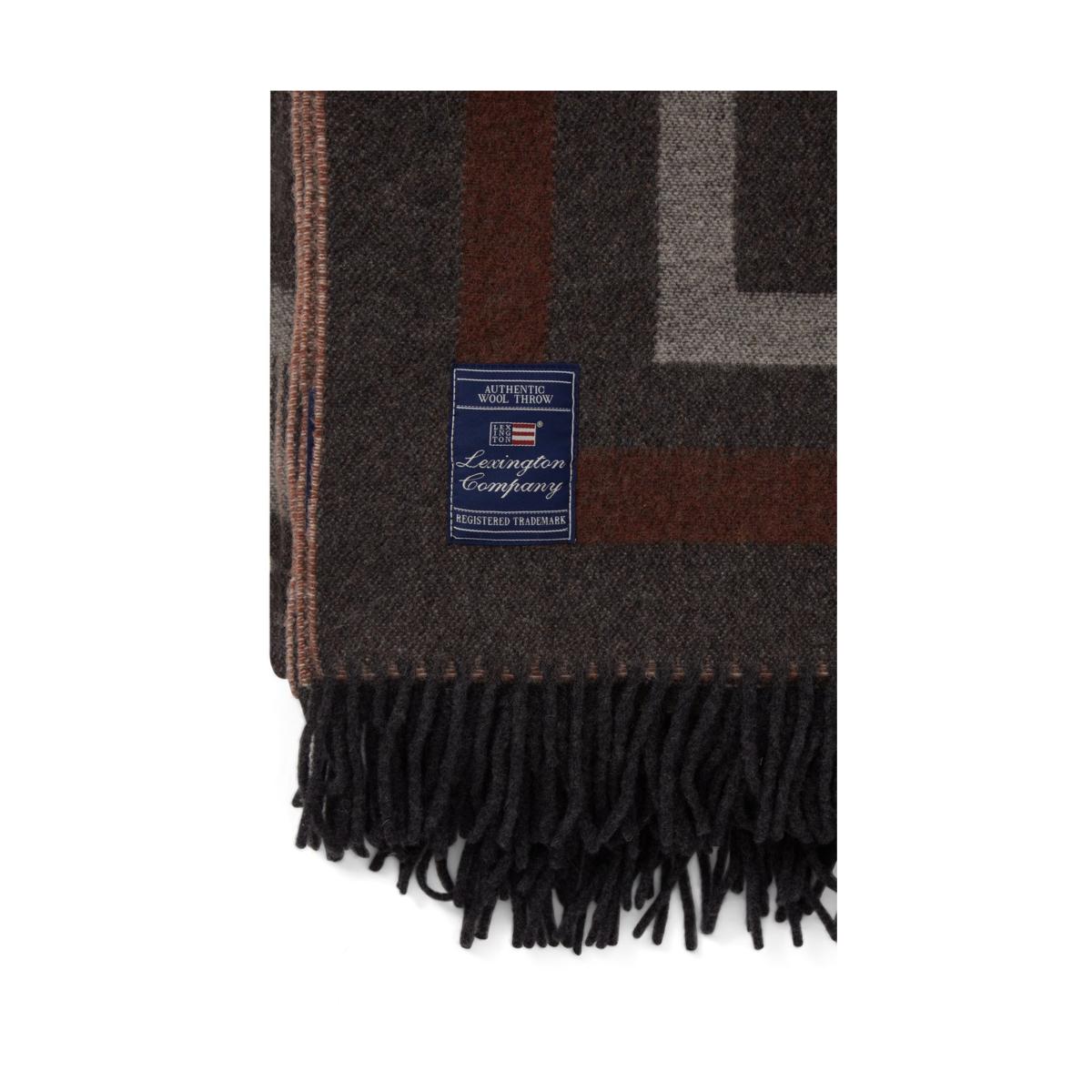 Lexington Graphic Recycled Wool throw 130x170 cm Dark grey-white-brown – image 3
