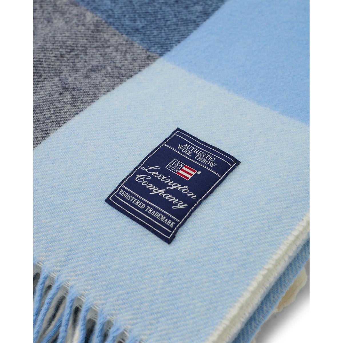 Checked Recycled Wool throw 130x170 cm Blue-mid brown – image 2