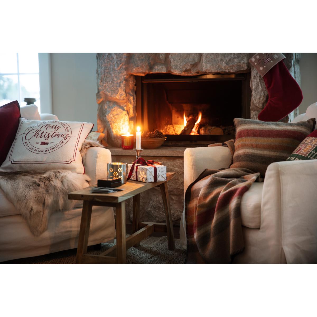 Multi Striped Recycled Wool throw 130x170 cm Mid brown-multi – image 2