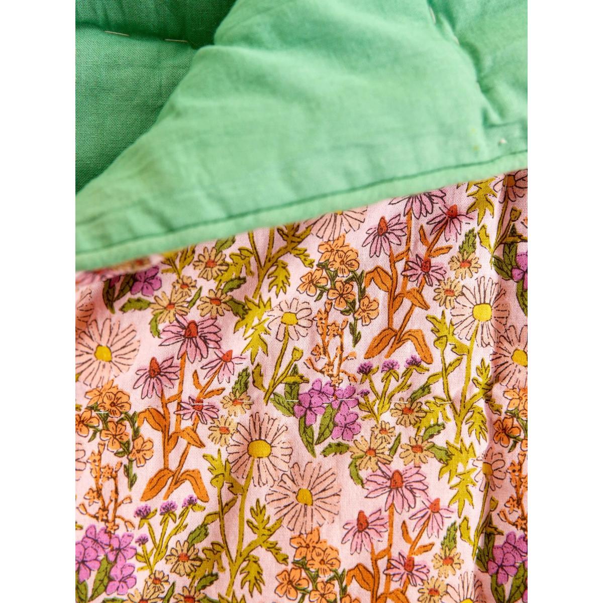 RICE Rice cotton throw flowers 140x200 cm Multi-green – image 3