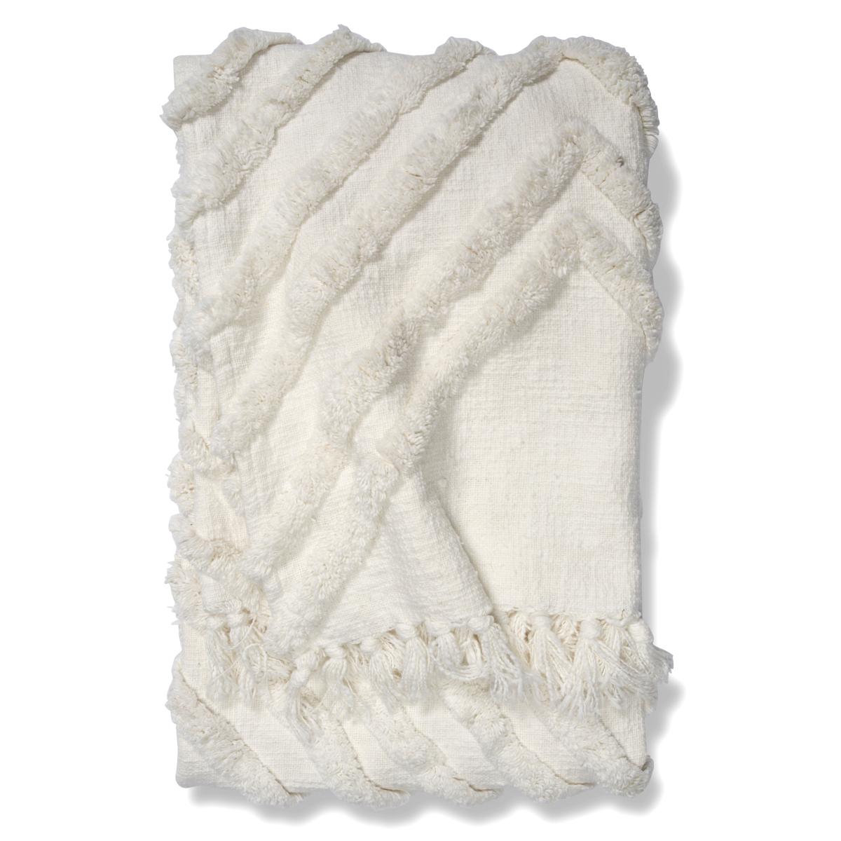 Classic Collection Edge cotton throw 130x170 cm White – image 2