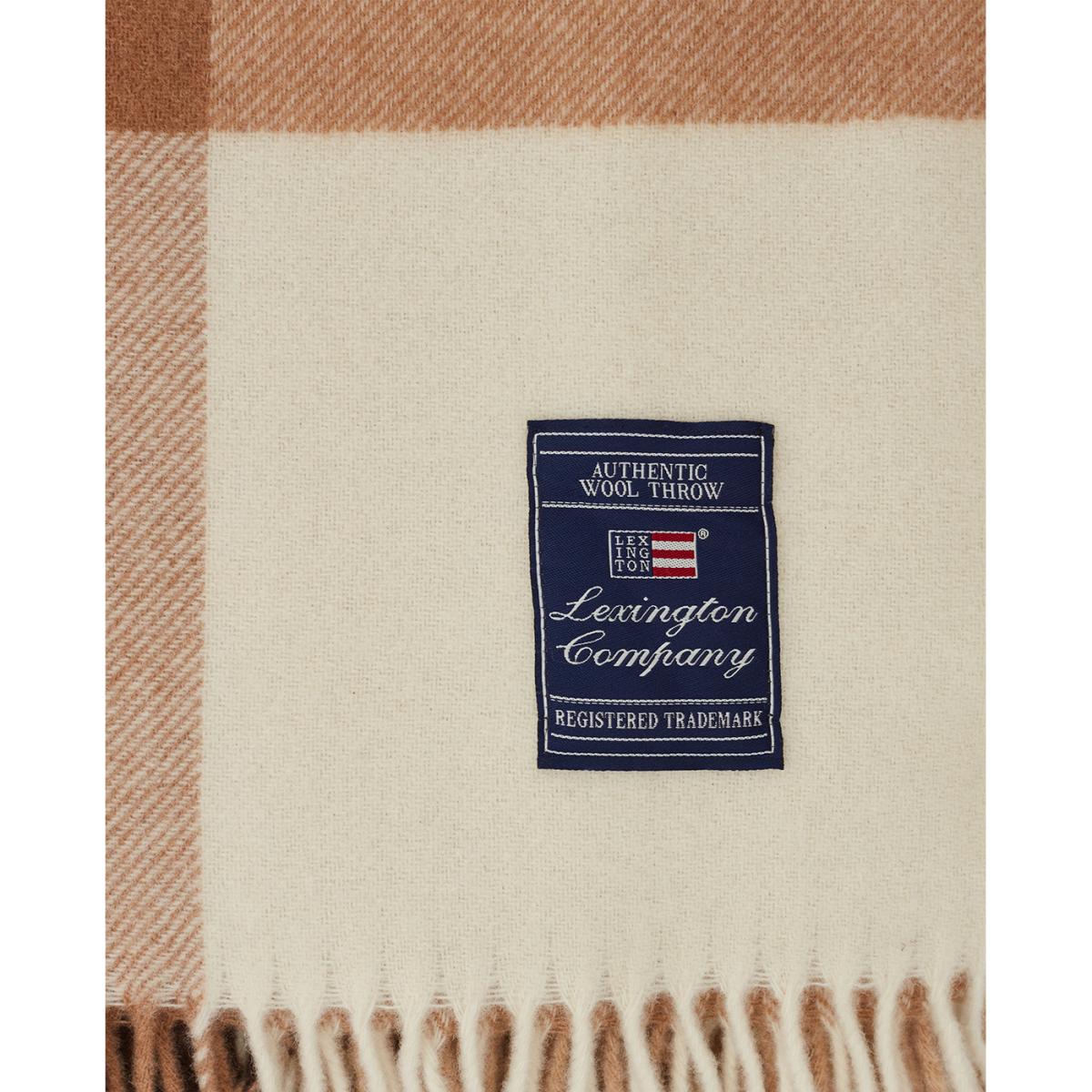 Checked Recycled Wool throw 130x170 cm Beige-dark gray – image 2