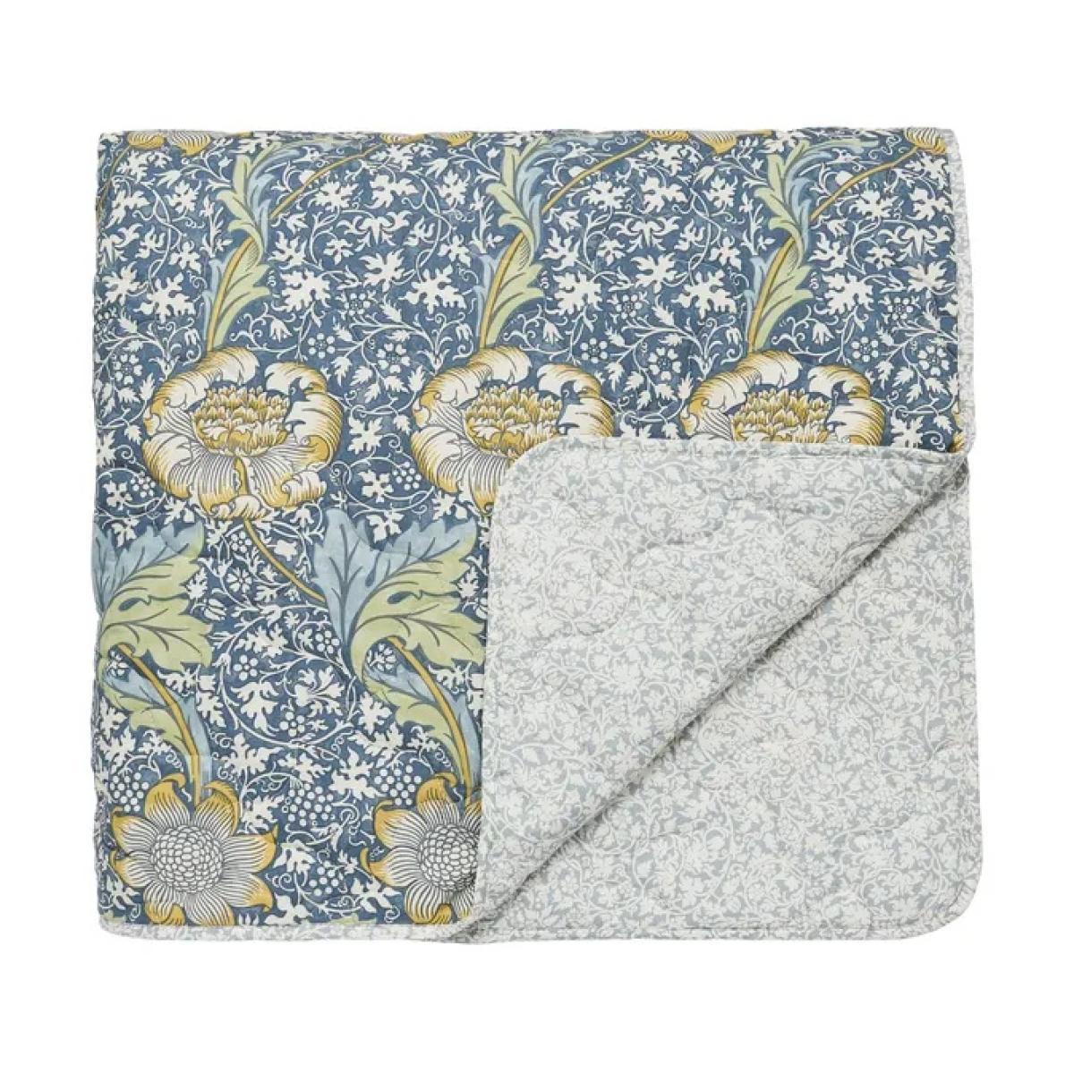 Morris and Co Kennet Indigo and Gold Throw In Blue – image 2