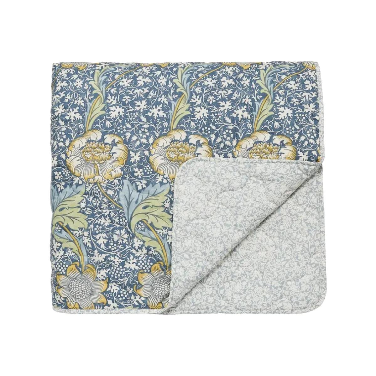 Morris and Co Kennet Indigo and Gold Throw In Blue – image 1