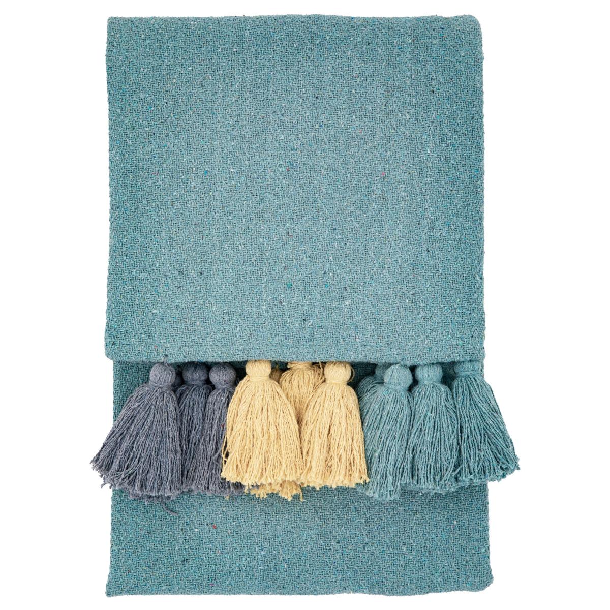 Reynosa Tassel Throw 130cm x 170cm - Teal In Blue – image 2