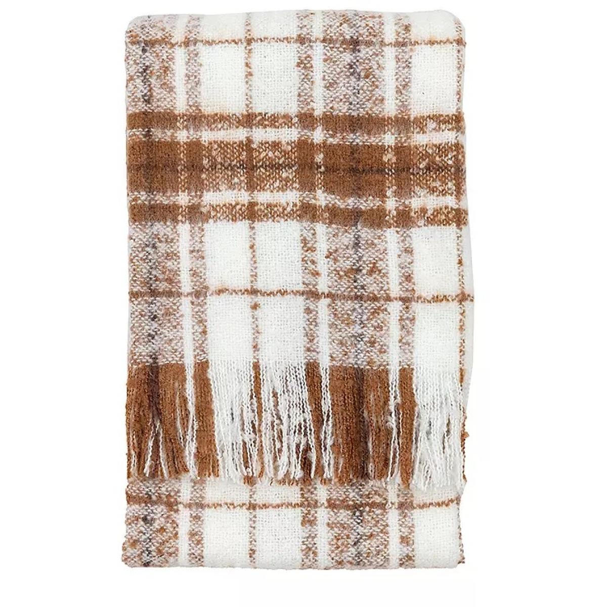 Check Faux Mohair Throw - Tan – image 2