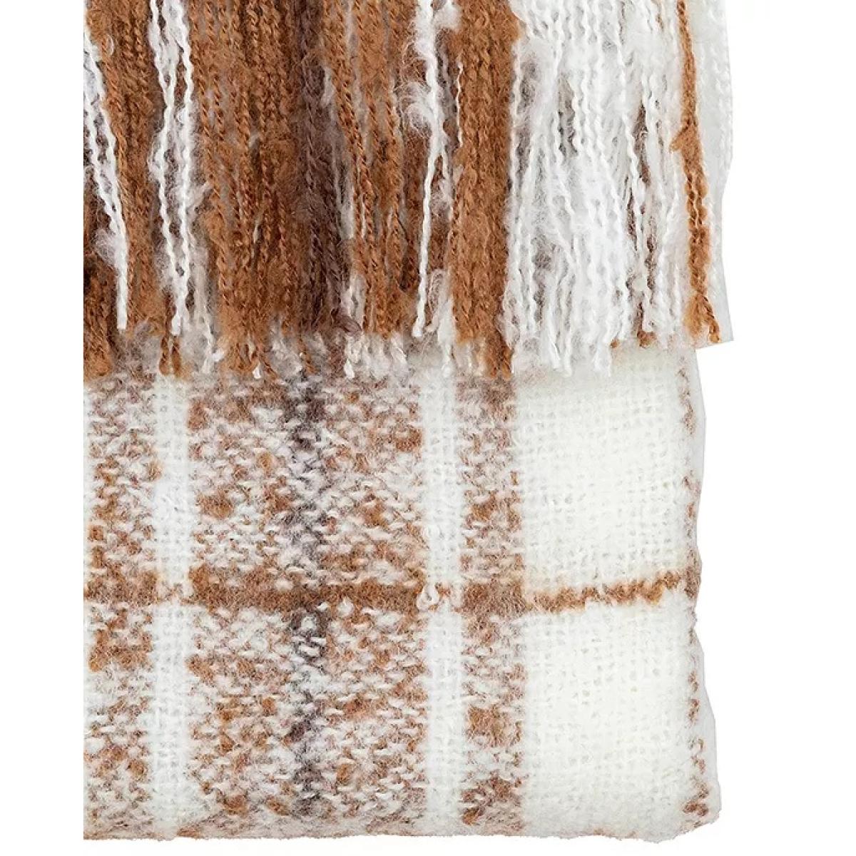 Check Faux Mohair Throw - Tan – image 3