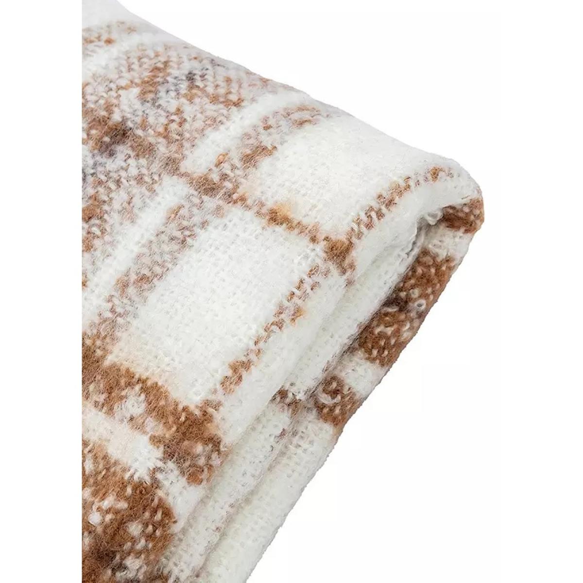 Check Faux Mohair Throw - Tan – image 8