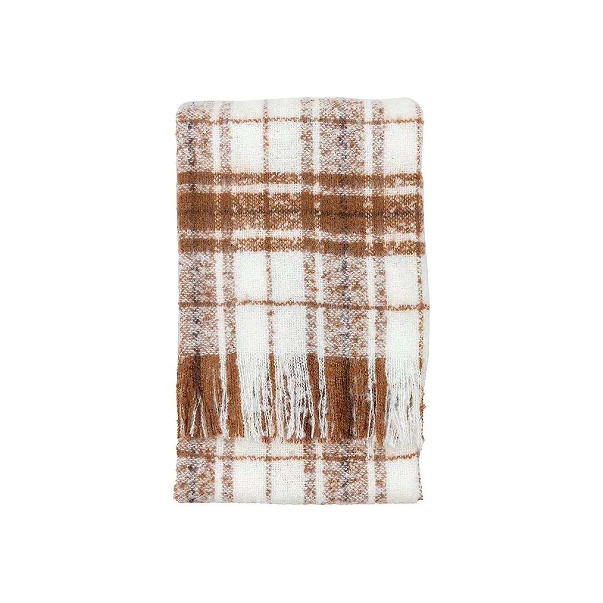 Check Faux Mohair Throw - Tan – image 1