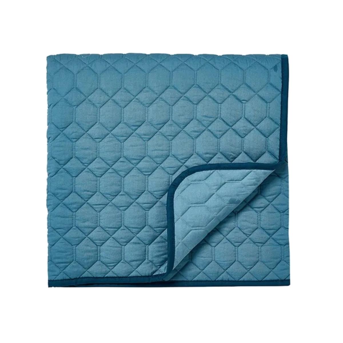 Sanderson Jackfruit Quilted Throw - Indigo/Papaya – image 1
