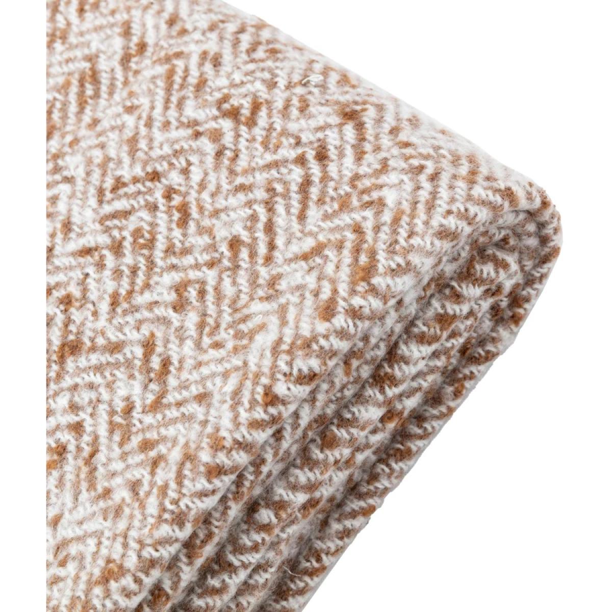Herringbone Faux Mohair Throw - Tan – image 3
