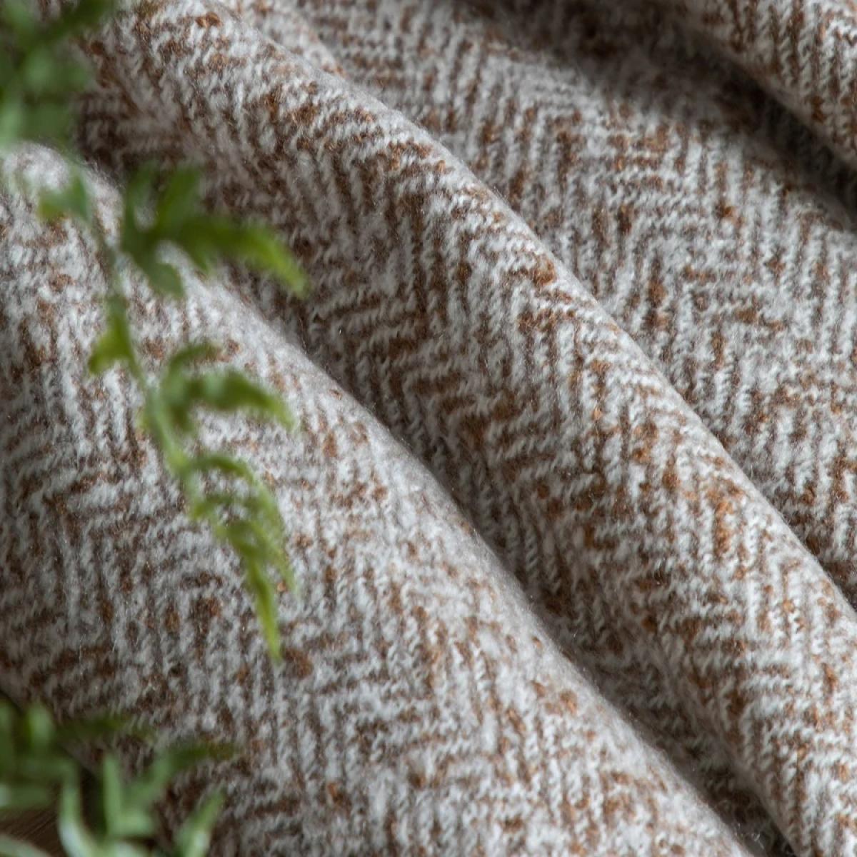 Herringbone Faux Mohair Throw - Tan – image 6
