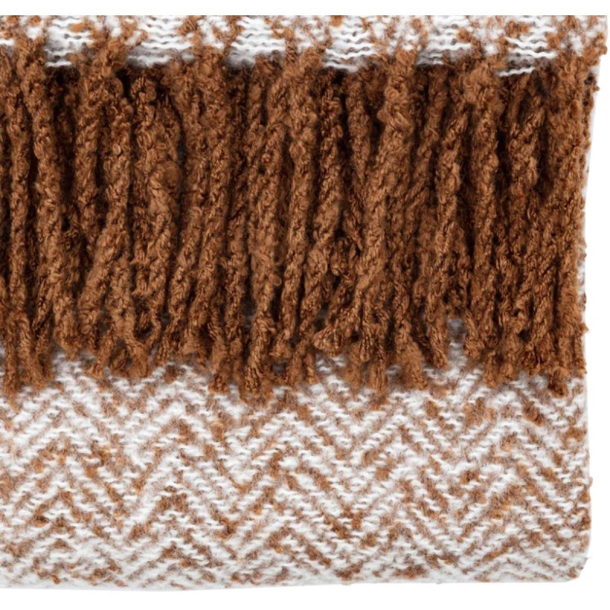 Herringbone Faux Mohair Throw - Tan – image 9
