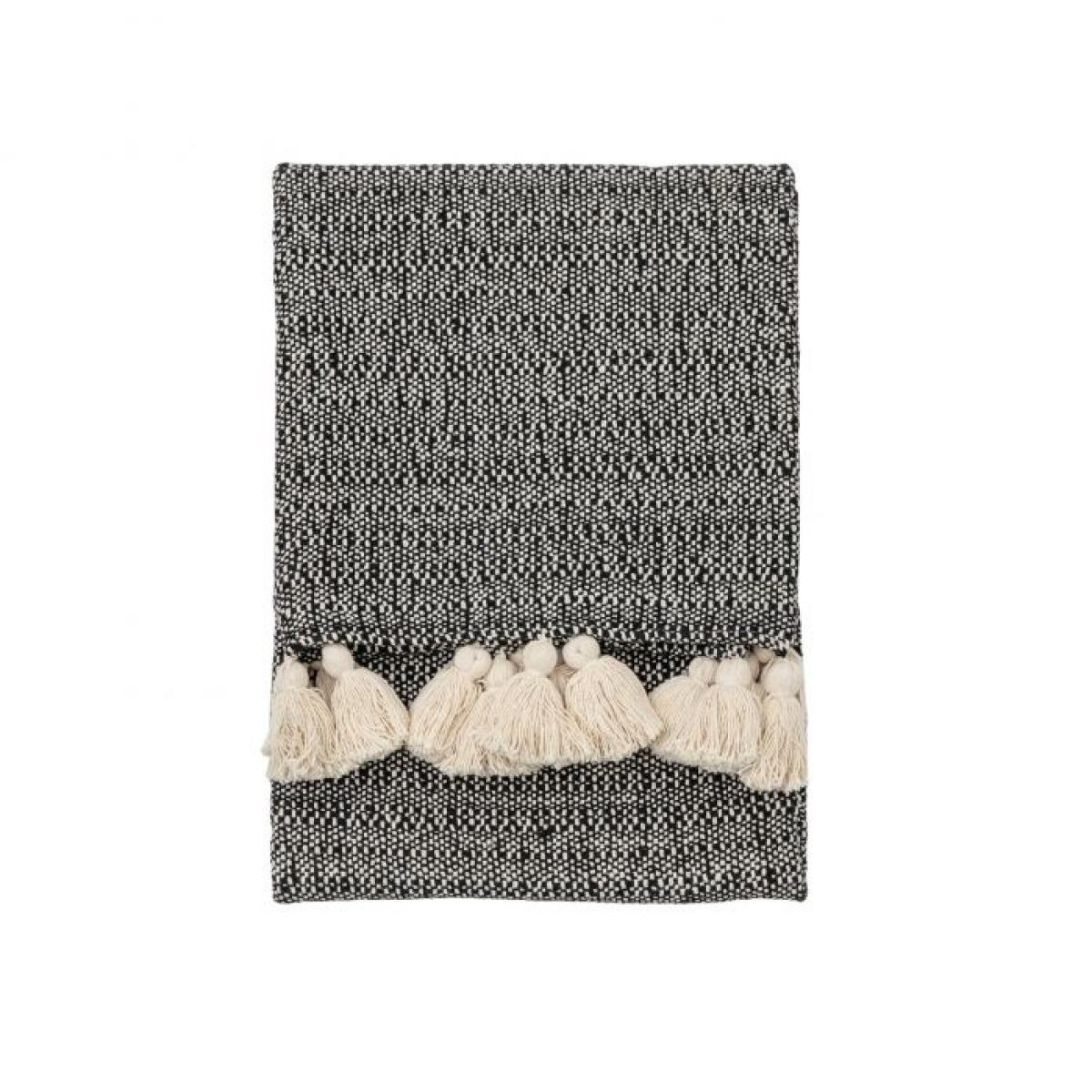 Woven Throw with Tassels 130x170cm - Black/Cream – image 2