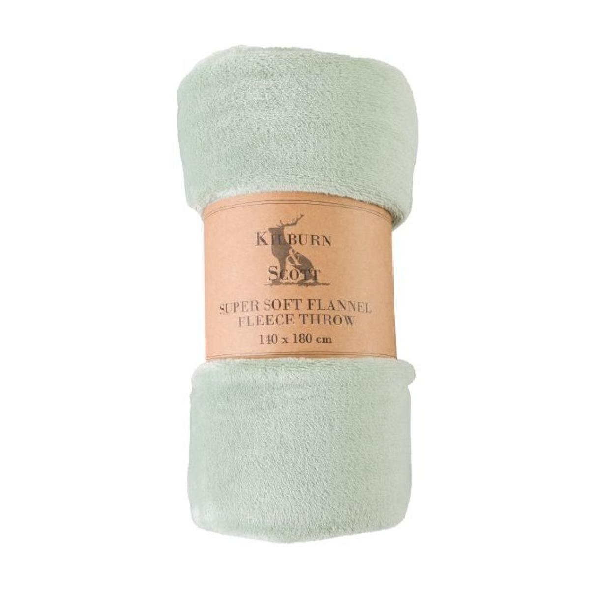 Rolled Flannel Fleece Throw 140x180cm - Pale Green – image 2
