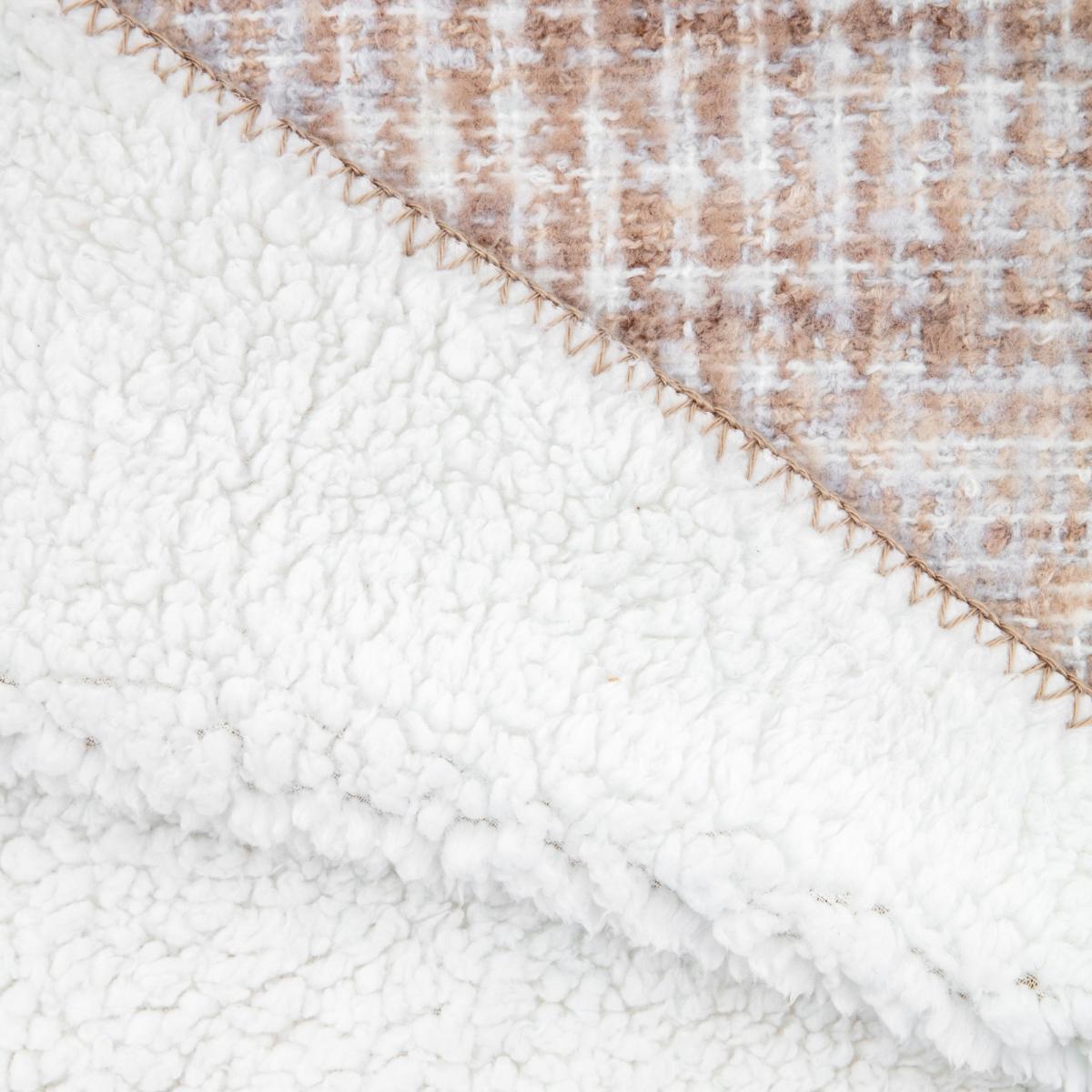 Woven Faux Mohair Sherpa Throw 160x130cm - Natural – image 4