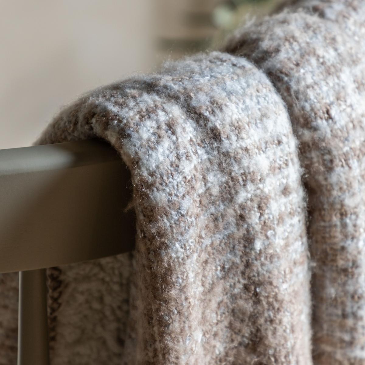 Woven Faux Mohair Sherpa Throw 160x130cm - Natural – image 7