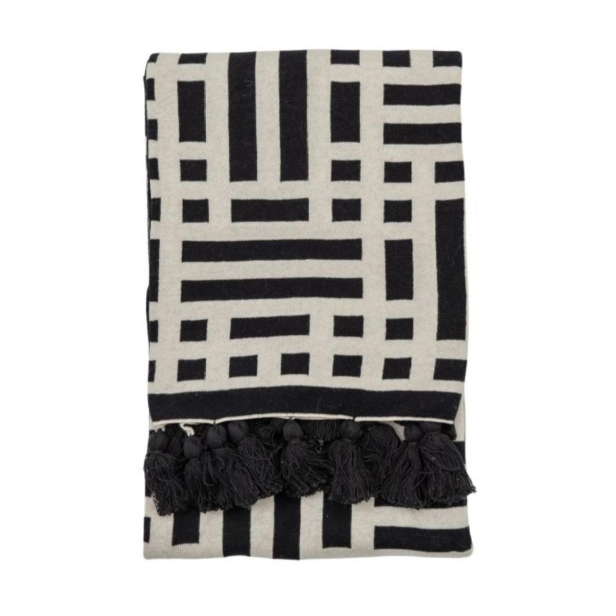Merton Knitted Tassel Throw 130x170cm - Black – image 2