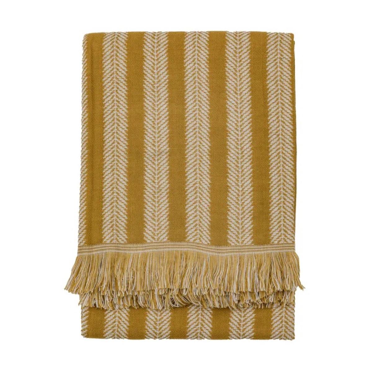 Jacquard Weave Throw with Fringe - Ochre – image 2
