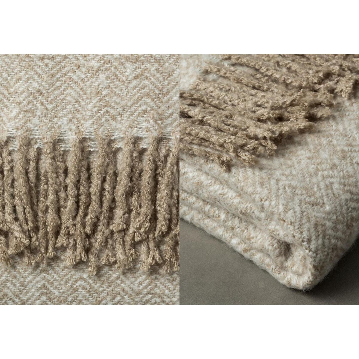 Irene Herringbone Tasseled Throw in Cream – image 3
