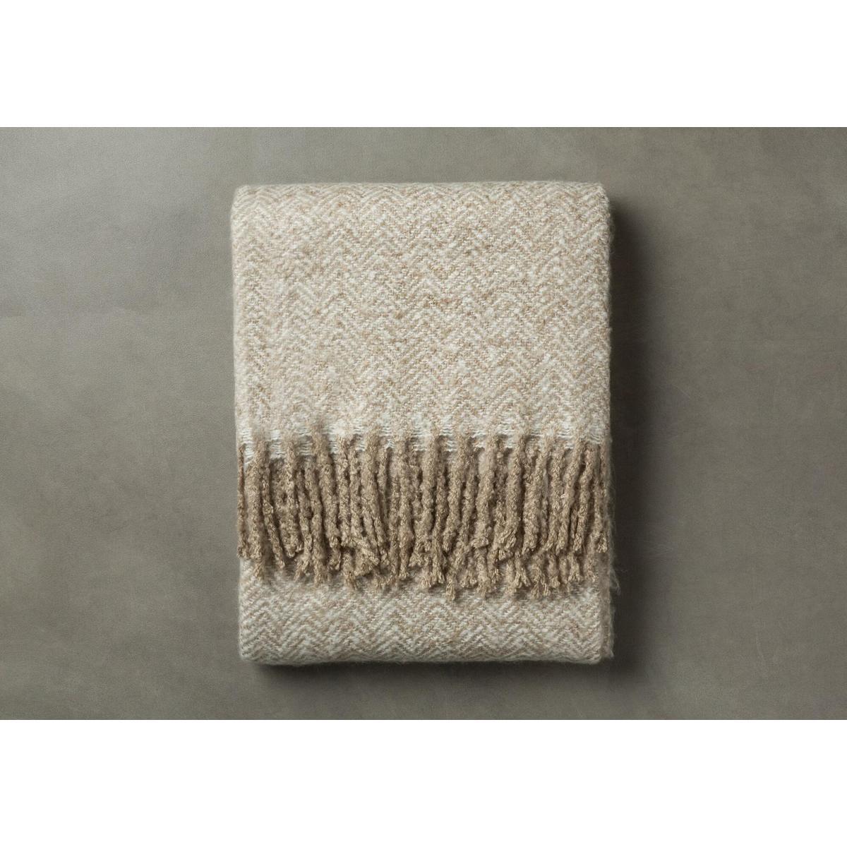 Irene Herringbone Tasseled Throw in Cream – image 1