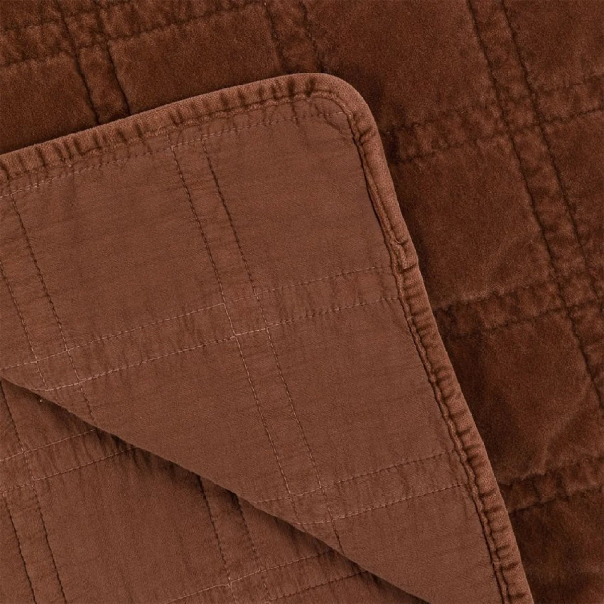 Solace Cotton Velvet Quilted Bedspread in Rust – image 4