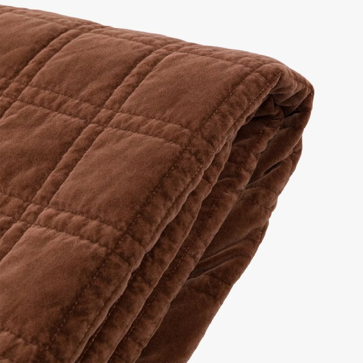 Solace Cotton Velvet Quilted Bedspread in Rust – image 5