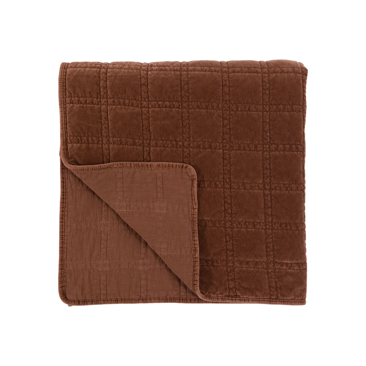 Solace Cotton Velvet Quilted Bedspread in Rust – image 1