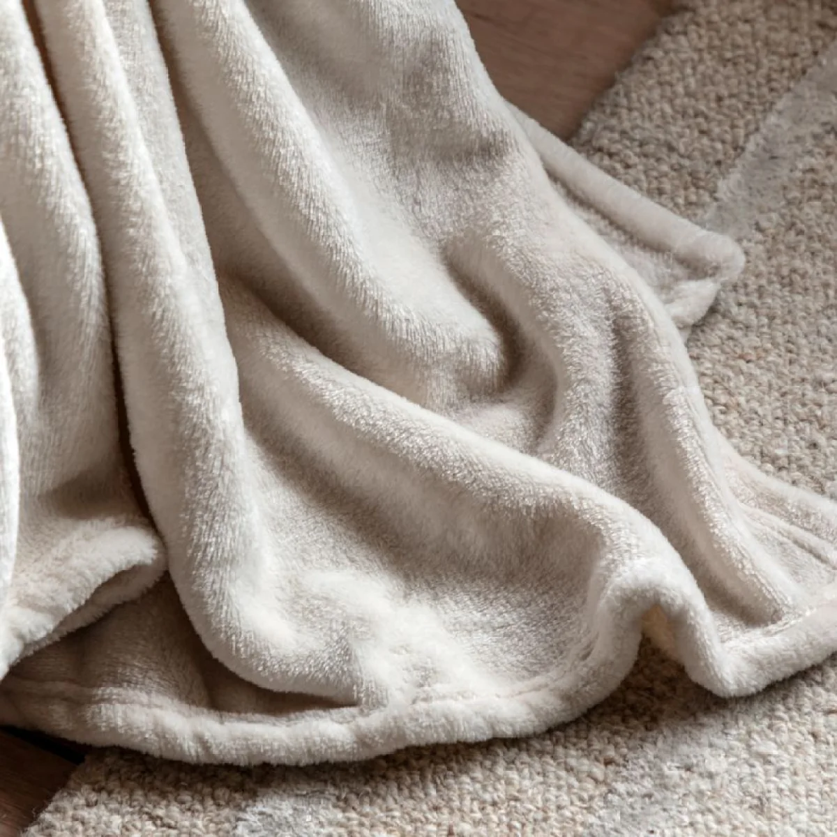 Comfort Flannel Fleece Throw in Ecru – image 6