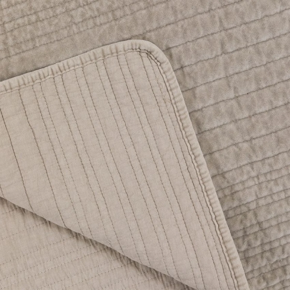 Solace Velvet Stitched Bedspread in Taupe – image 3