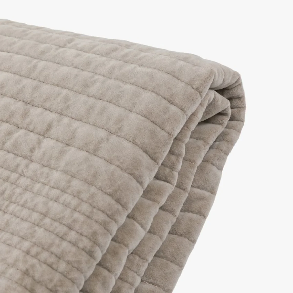 Solace Velvet Stitched Bedspread in Taupe – image 4
