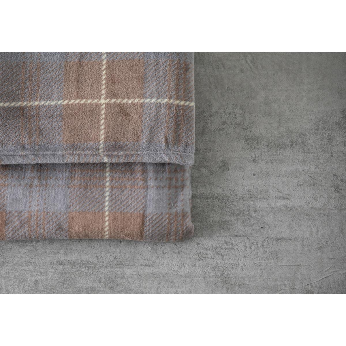 Jericho Checked Flannel Throw in Silver and Beige – image 4