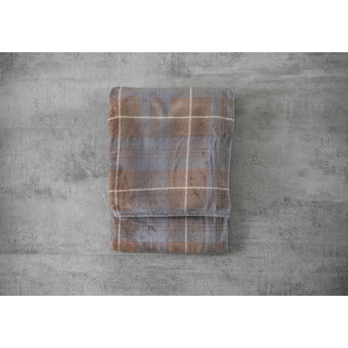 Jericho Checked Flannel Throw in Silver and Beige – image 1