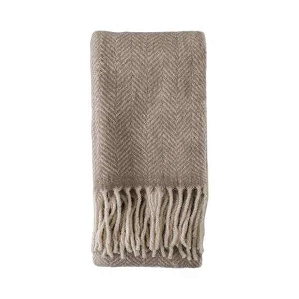 WOOL THROW TAUPE – image 3