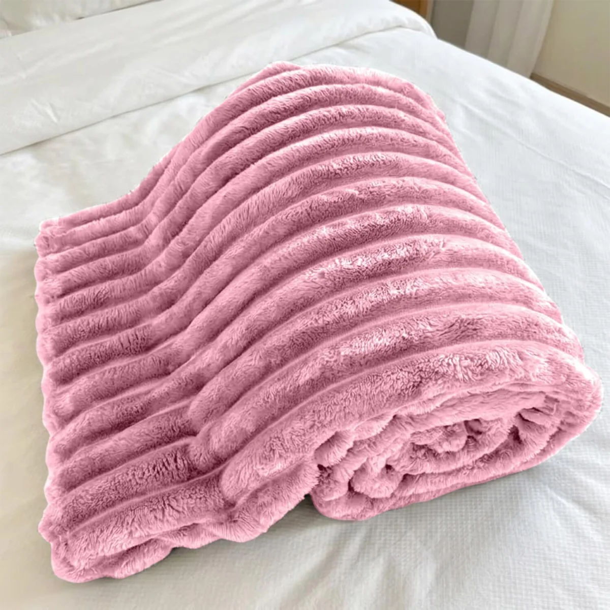 Casabella Throw Blanket - Ribbed Fleece Blanket – image 4