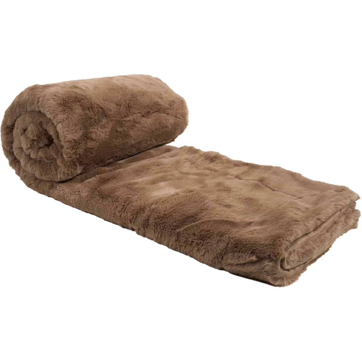 Extra Large Rabbit Faux Fur Throw - Mocha – image 4