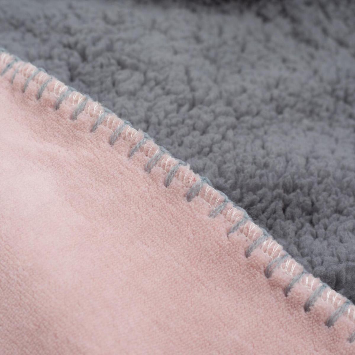 Brentfords Sherpa Throw Over Flannel Fleece Fluffy Blanket - Pink – image 3