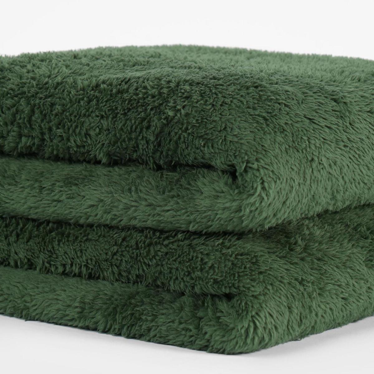 Brentfords Teddy Fleece Large Throw Over Bed Blanket - Forest Green / Single - 125 x 150cm – image 2