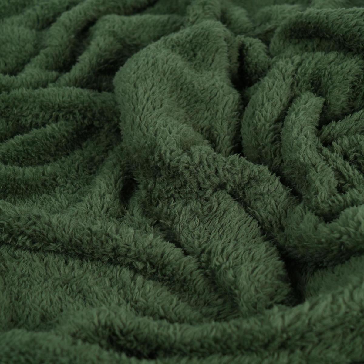 Brentfords Teddy Fleece Large Throw Over Bed Blanket - Forest Green / Single - 125 x 150cm – image 3